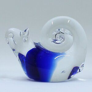 Blue & Clear Glass Snail Paperweight